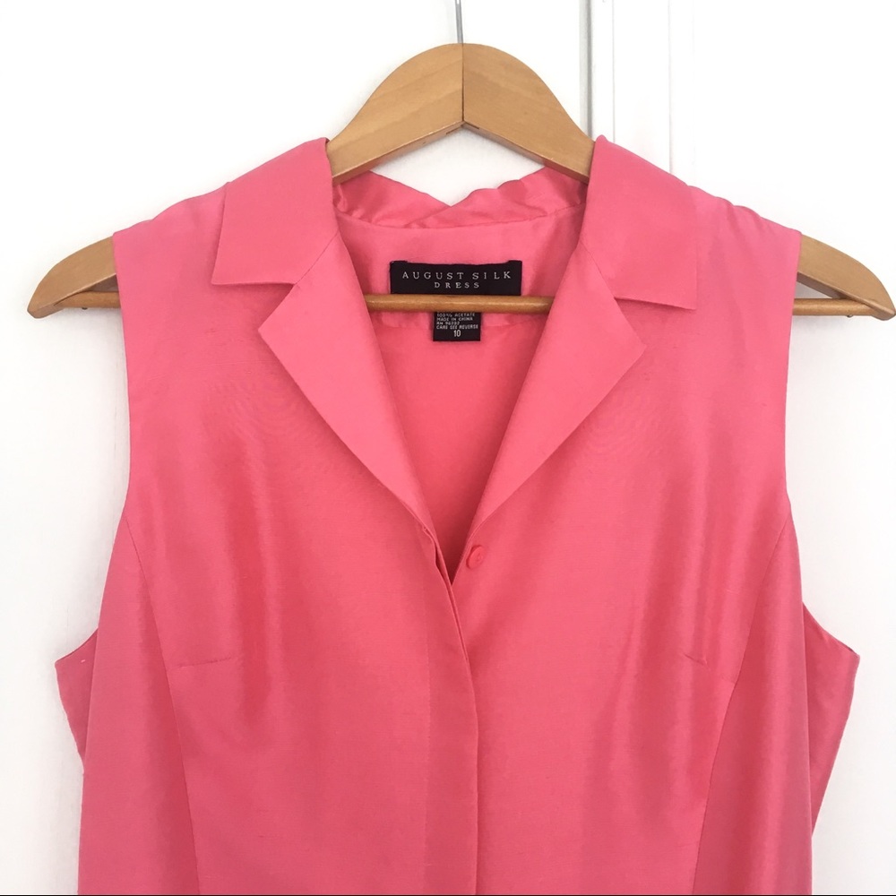 VTG 100% Silk Dress Pink Sleeveless August Silk